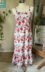 Geblümtes Midikleid in creme/rot, Gr. XL - Bild 1 von 7