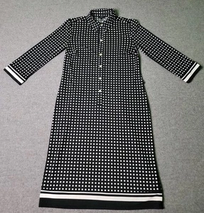 Talbots Women Dress P Black Polka Dot Collared Long Sleeve Knee Length - Picture 1 of 10