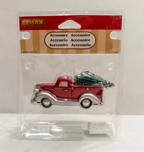 Christmas Village RED Pick-Up TRUCK LEMAX ACCESSORY Snow Tree Excellent - Picture 1 of 4