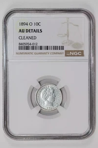 Moneda de diez centavos de barbero 1894-O NGC AU DETALLES - Imagen 1 de 2