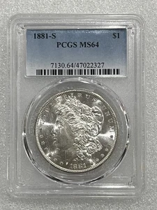Dólar de plata Morgan 1881 S graduación profesional MS64 ~~ blanco explosivo ~~ (327) - Imagen 1 de 2
