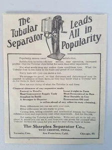 1908 Sharples Separator Tubular Separator Dairy Machinery Vtg Magazine Print Ad - Picture 1 of 1