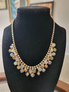 Vintage Aurora Borealis Rhinestone & Crystal Chacha Necklace (Juliana?) - Picture 1 of 4