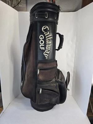 Винтажная кожаная сумка-тележка для гольфа Callaway Hawkeye 6 направлений - Изображение 1 из 4