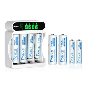 4 Slot LCD Akku Ladegerät für AA/AAA Akkus NiMH Batterieladegerät USB +4AA +4AAA - Bild 1 von 8