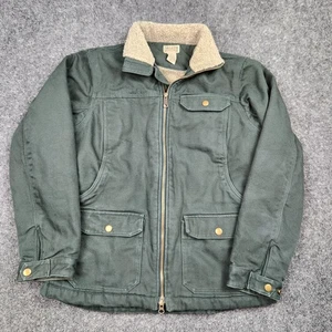 Duluth Trading Co Jacket Mens Small Green Sherpa Lined Canvas Workwear Zip - Picture 1 of 8