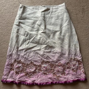 2000s old label New Look linen blend fairycore sequin a-line Y2K skirt - Picture 1 of 13