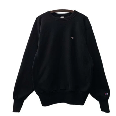 Sudadera negra grande vintage de los 90 Champion tejido inverso calentamiento años 90 EE. UU. Foto 1 de 4