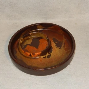 Vintage Royal HAEGER Pottery EARTH Wrap MCM Ashtray Brown Table Caddy Large - Picture 1 of 7