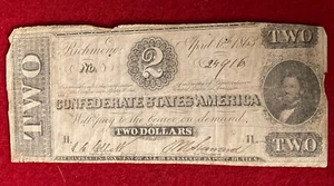 1863 T-61 - 2 $ NOTE CONFEDERATE STATES OF AMERICA - Bild 1 von 2