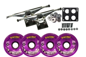 LONGBOARD Trucks/Wheels/Bearings SILVER 6.0 + BIGFOOT 76MM CRUISERS PURPLE - Picture 1 of 2