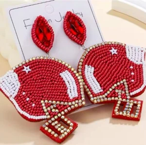 SPORT PERLEN BLING FUSSBALL OHRRINGE Ohrhänger Brandneu - Bild 1 von 1