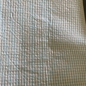 TURQUOISE SMALL CHECKS SEERSUCKER 2 Yards x 44” Cotton Fabric - Picture 1 of 2