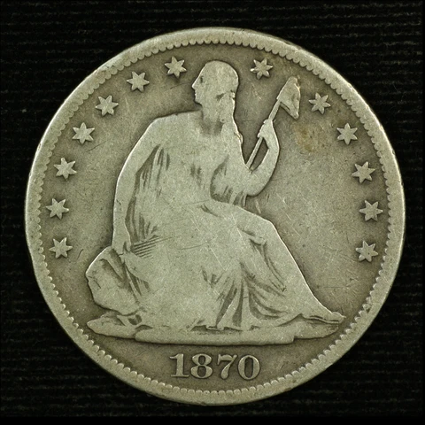 Liberty Seated Half Dollar. 1870 S. Fine Circulated. Lot # 9042-44-0129 Cover