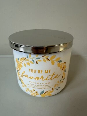 1 BATH & BODY WORKS WHITE TEA AND SAGE 3-WICK SCENTED CANDLE 14.5 FL OZ *NEW* - Image 1 of 3