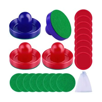 URATOT Air Hockey Pushers 4 Pcs Table Game 8 Red Pucks 8 Green Pads Light Study Plastic