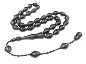 Black German Fiber Prayer Beads Oval Siyah Alman Tesbih Tasbih Misbaha 622 - Picture 1 of 11