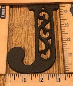 Letter "J" Ornate Cast Iron Filigree 4 5/8"tall by 3 1/2"wide Rustic 0557-J - Picture 1 of 24