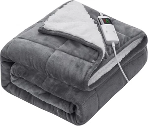 L‘AGRATY Heated Weighted Blanket for Adults - Electric Throw Blanket with 10 Hea - Picture 1 of 12
