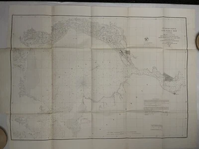 San Pablo Bay Vallejo CA 1856 U.S. Coastal Survey 30 x 21” Ackermann Litho RARE - Image 1 of 4