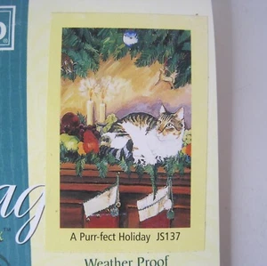 Toland Art Flag: A Purr-fect Holiday JS137 Standard Size 24" x 36" Garden - Cat - Picture 1 of 5