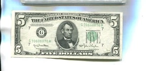 1950 $5 CHICAGO ILLINOIS CURRENCY NOTE CH CU 3796R - Picture 1 of 2