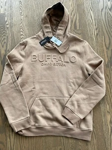 Buffalo David Bitton Sweatshirt Hoodie Men's L Camel Embossed Pullover Logo NEW - Picture 1 of 10