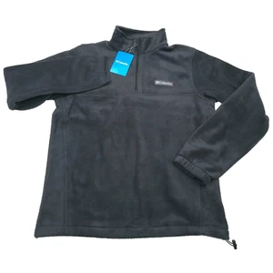 Columbia Steens Mountain Fleece 1/2 Zip Black Pullover Jacket Mens Size Small - Picture 1 of 11