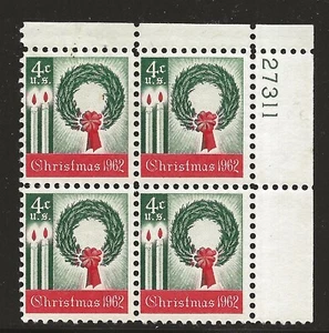 US Scott #1205, Plate Block #27311 1962 Christmas 4c FVF MNH Upper Right - Picture 1 of 1