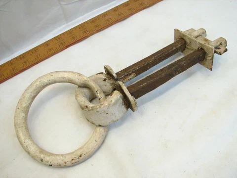 Antique Blacksmith Hand Forged Horse Hitching Post Ring Barn Farm Equestrian Cover