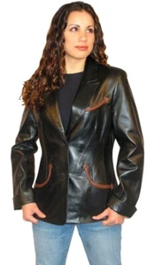 Scully Western Blazer Cuero Mujer Ajuste Contrastante L876 - Imagen 1 de 2
