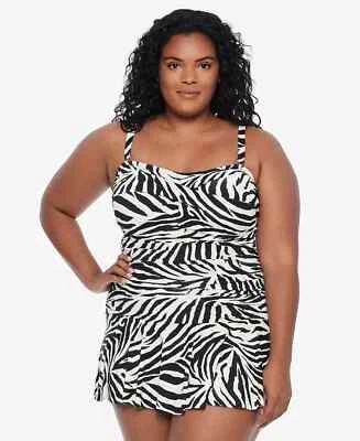 Lauren Ralph Women's Plus Size Skirted One Piece Swimdress Swimsuit 18 W 18W - Image 1 of 3