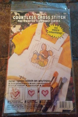 Vogart Crafts Countless Cross Stitch Tear Away Canvas Bunnies Heart Design - Image 1 of 3