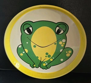 Bandeja para servir de lata con gráficos de rana de colección rara hecha en Liverpool Reino Unido años 60/70 - Imagen 1 de 6