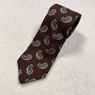 Brooks Brothers Tie Makers Wool Brown Abstact Men's NeckTie Made In USA Italian - Image 1 of 4