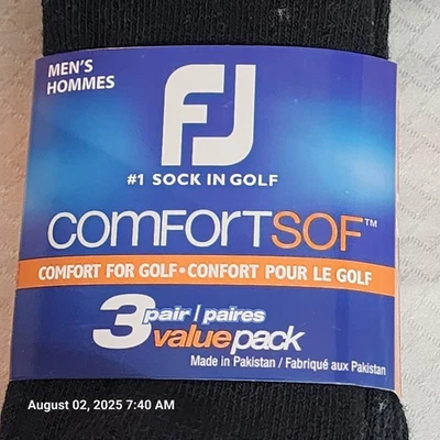 Calcetines deportivos de golf FootJoy ComfortSof para hombre paquete económico 3 pares negros 7-12 Foto 1 de 4