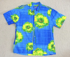 Jams World Hemd Herren Large Blau Blumen Hawaii Aloha Made in Hawaii Brooks - Bild 1 von 9