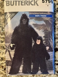 5799 Butterick SEWING Pattern Costume Gorilla Unisex Child & Adult size B Uncut - Picture 1 of 2