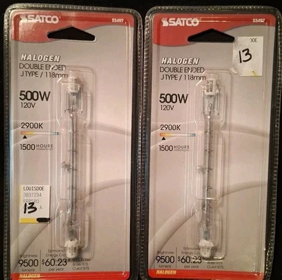 2 Satco S3497 R7S Base 500W Bulbs - Image 1 of 2