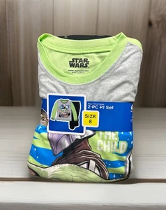 Star Wars Mandalorian Child Yoda Boys Size 8 PJ’s Long Sleeve Pants 2pc Set New - Picture 1 of 5