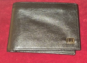 Vintage Dunhill Designer Mens Black LEATHER Wallet Bifold Folding Compact - Picture 1 of 9