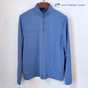 Southern Tide Herren Cruiser Mikro Streifen meliert 1/4 Reißverschluss L blau Ton $ 120 gebraucht, in einwandfreiem Zustand - Bild 1 von 14