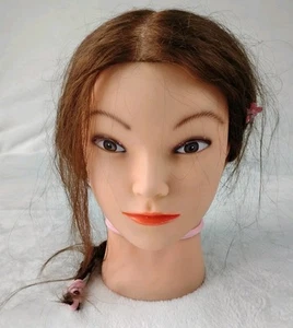 Mannequin Head Hair Hairdressing Training Model Doll Brown Hair 10" Inches - Picture 1 of 7