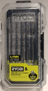 Ryobi SDS-Plus 6" 4-Cutter Drill Bit Set (5 pc.) Carbide Tip A10501 LINK System - Picture 1 of 3