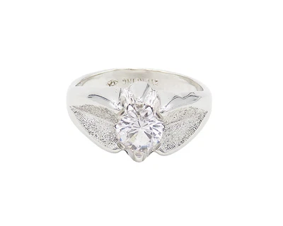 Anillo de cóctel de plata de ley 925 con topacio blanco brillante cúpula talla 11 RG17791 Foto 1 de 4