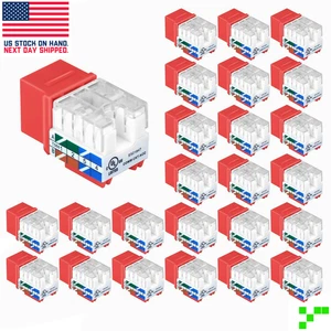 25 Stück Cat6 RJ45 Keystone Jack Einsatz UL gelistet 90 Grad 110 Punch-Down Slim - Bild 1 von 9