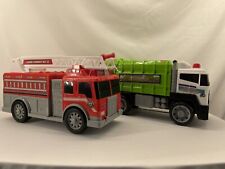 Midwood Brands Rescue Ladder Fire Truck and Green County Recycling Truck 2 Piece
