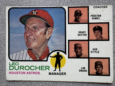 1973 Topps Leo Durocher Houston Astros Field Leaders High Number SP #624 HOF Foto 1 de 2