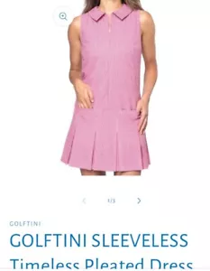 Abito a quadri senza tempo Golftini nuovo con etichette $180 Tini Time plissettato rosa bianco M golf dress - Foto 1 di 8