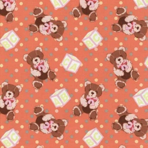 100% Cotton Teddy Bear Fabric Building Blocks Children Print Kids Quilt Beds - Picture 1 of 4